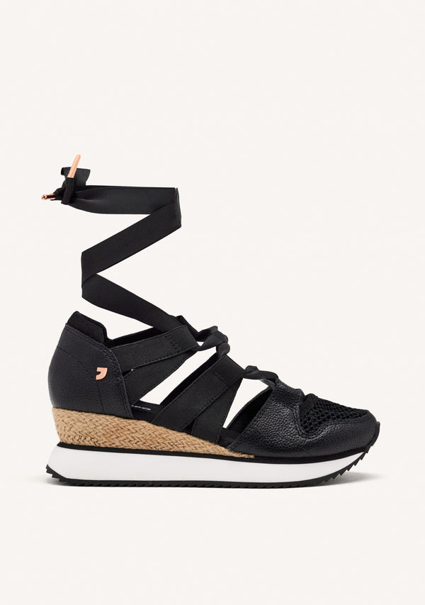 SNEAKERS ABIERTOS NEGROS TIPO ESPADRILLE CON TIRAS PARA MUJER MUIR
