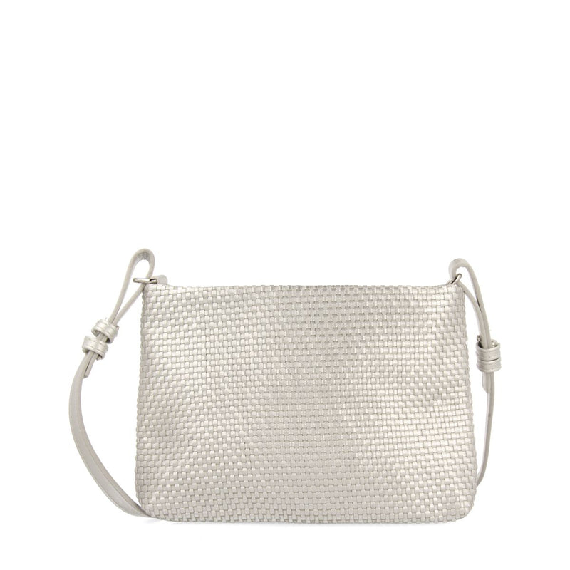 BOLSO BANDOLERA COLOR PLATA CON TRENZADO MORVAH