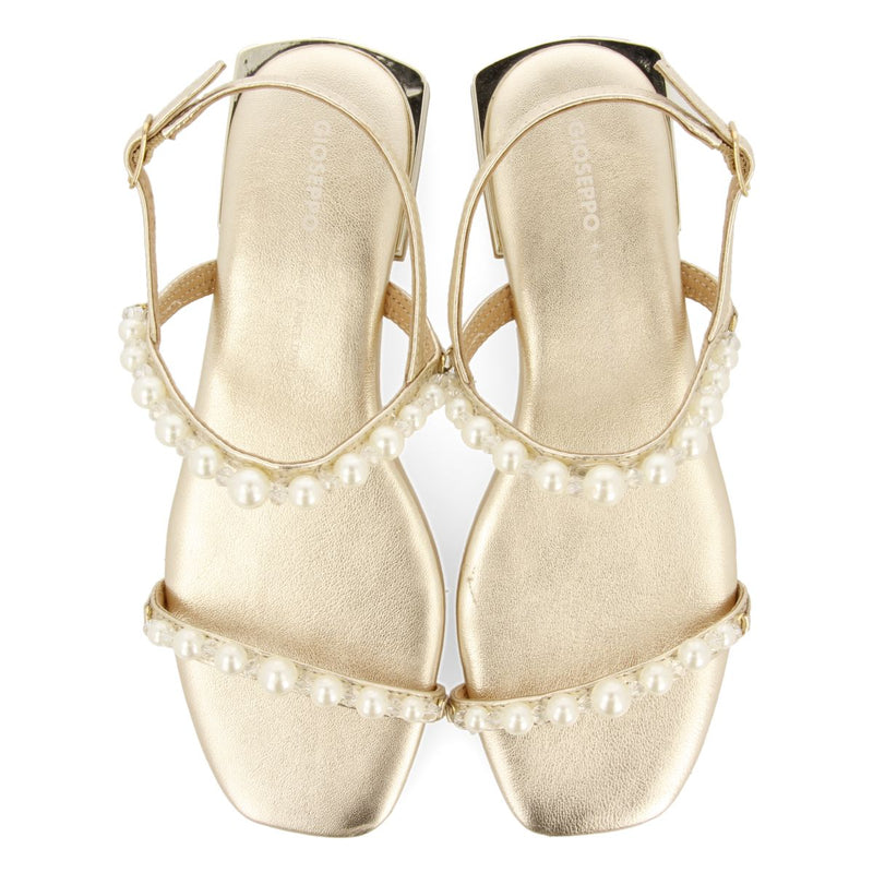 SANDALIAS COLOR PLATINO DE PIEL CON PERLAS PARA MUJER ZERQAN