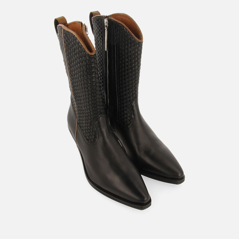 BOTAS COWBOY TRENZADO TACÓN PIEL AMPASS