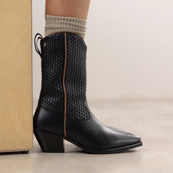 BOTAS COWBOY TRENZADO TACÓN PIEL AMPASS