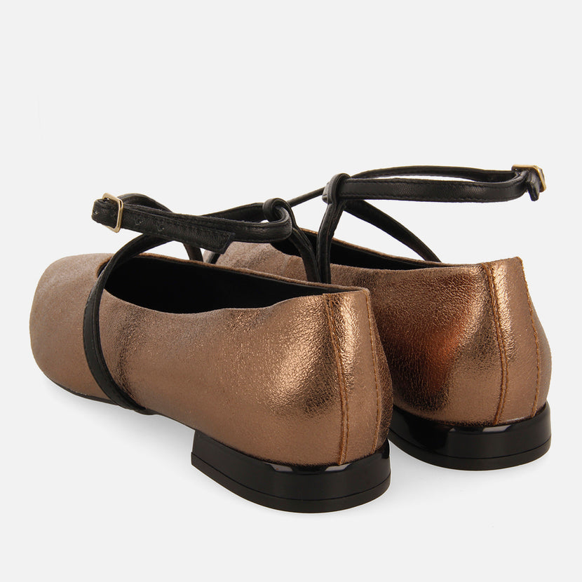 METALLIC LEATHER BALLET FLATS TURKEVE