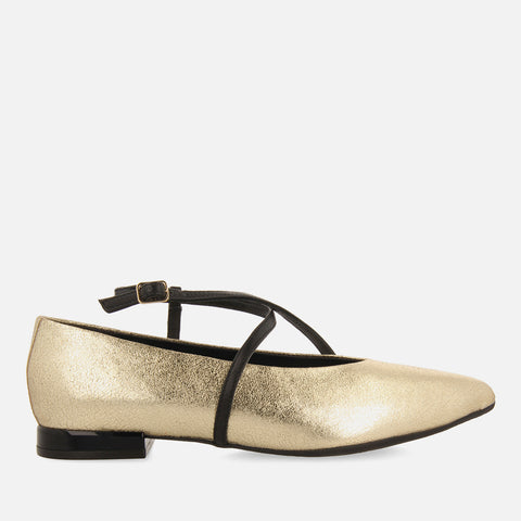 METALLIC LEATHER BALLET FLATS TURKEVE