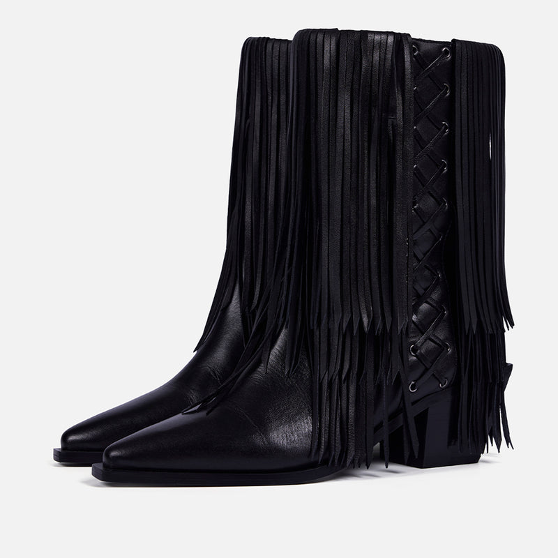BOTAS TACÓN PIEL FLECOS - NINA BY MARÍA ESCOTÉ