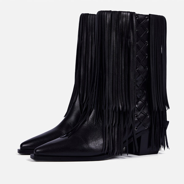 BOTAS TACÓN PIEL FLECOS - NINA BY MARÍA ESCOTÉ