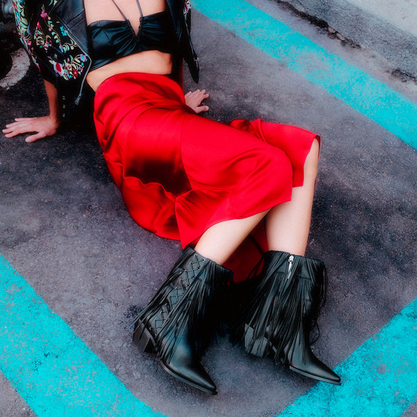 BOTAS TACÓN PIEL FLECOS - NINA BY MARÍA ESCOTÉ