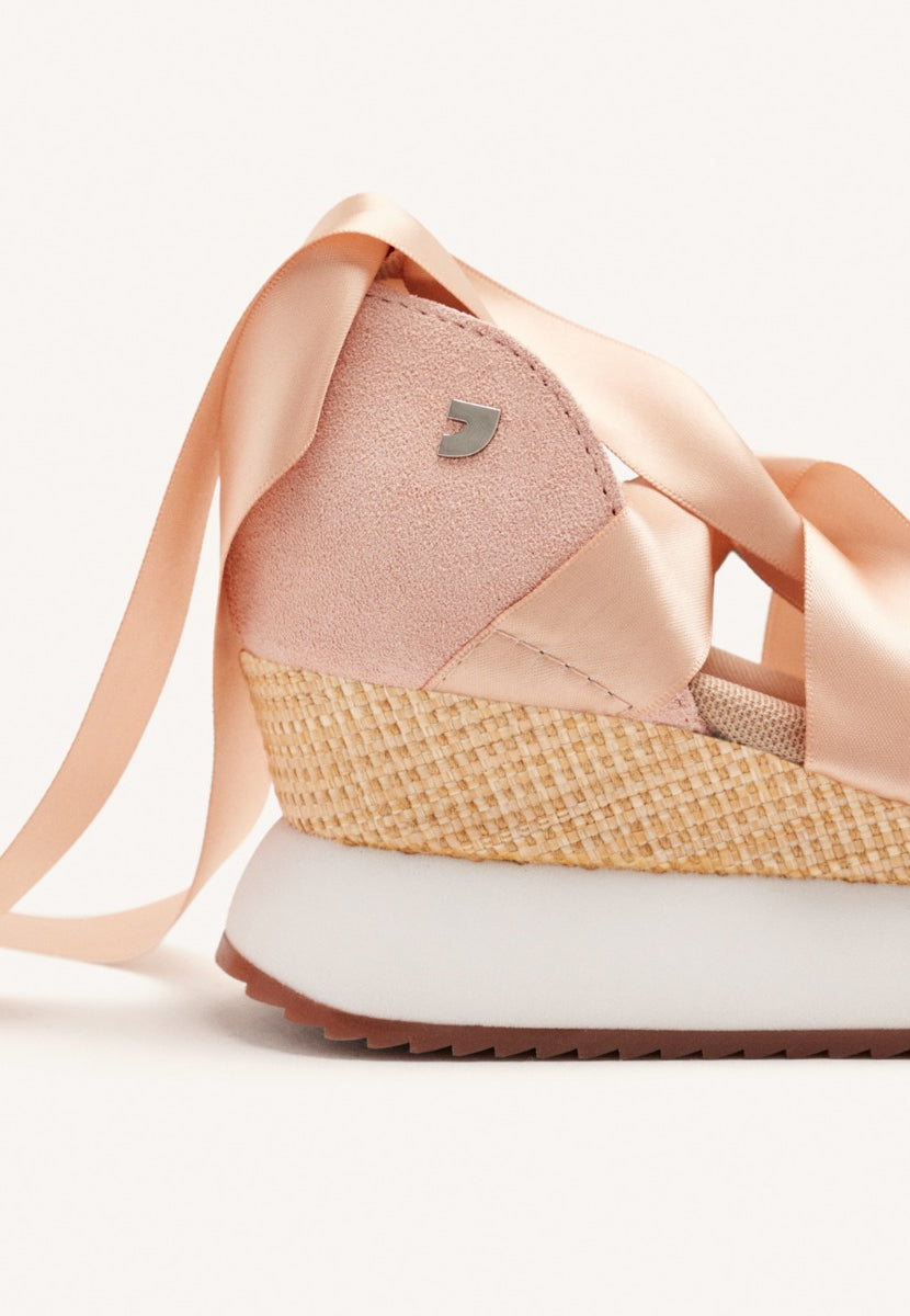 OPEN LEATHER WEDGE RAFFIA SNEAKERS CORNVILLE