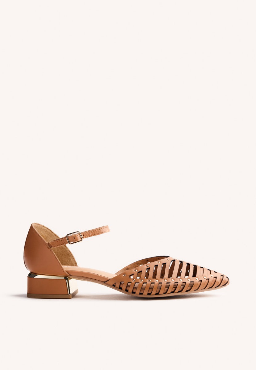 BALLERINE CON CINTURINI E TACCO PELLE FLETCHER