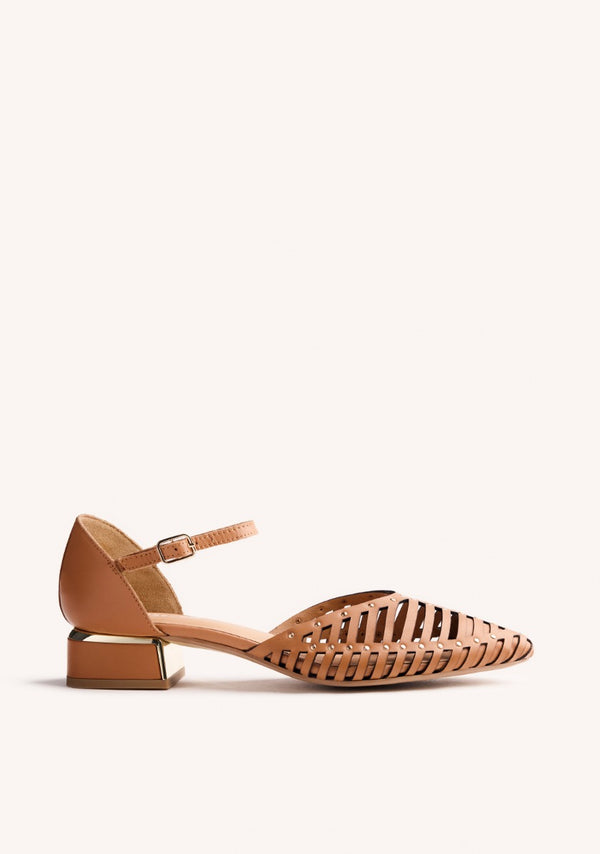 LEATHER HEEL STRAPPY BALLET FLATS FLETCHER