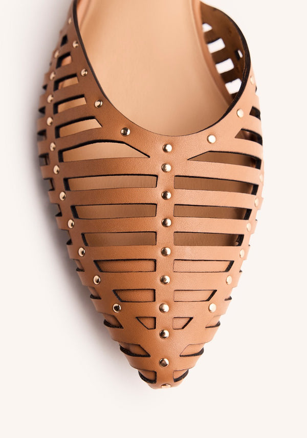 LEATHER HEEL STRAPPY BALLET FLATS FLETCHER