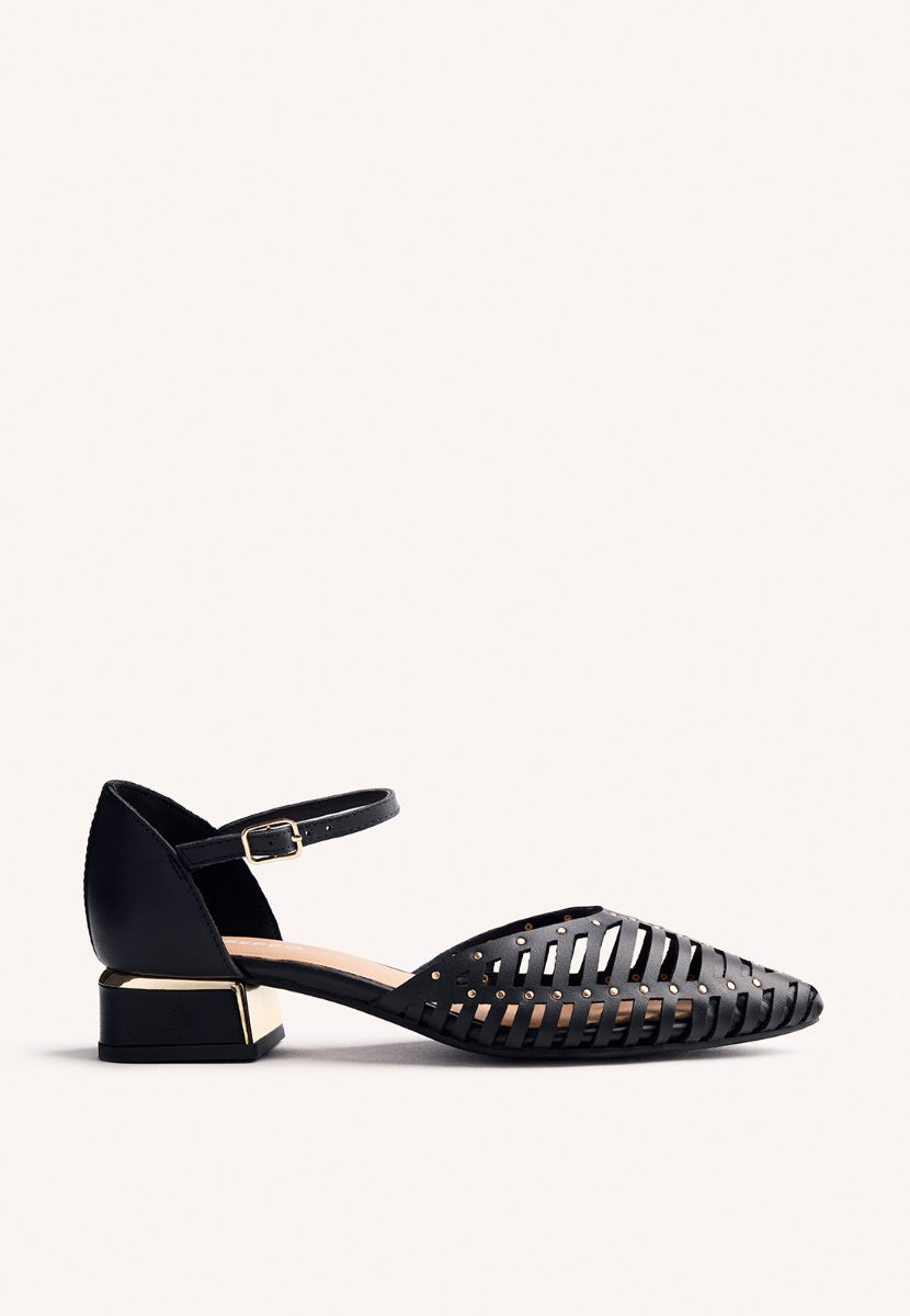 BALLERINE CON CINTURINI E TACCO PELLE FLETCHER