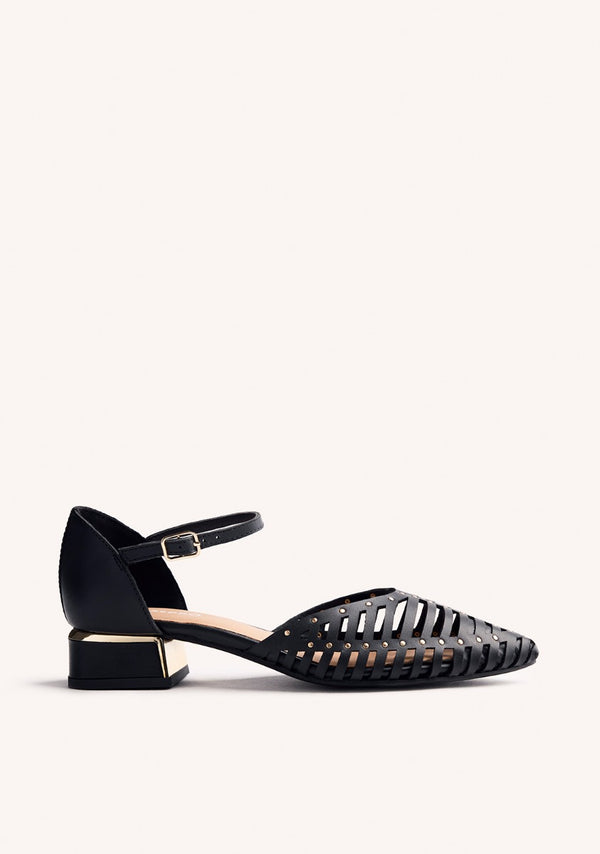 LEATHER HEEL STRAPPY BALLET FLATS FLETCHER