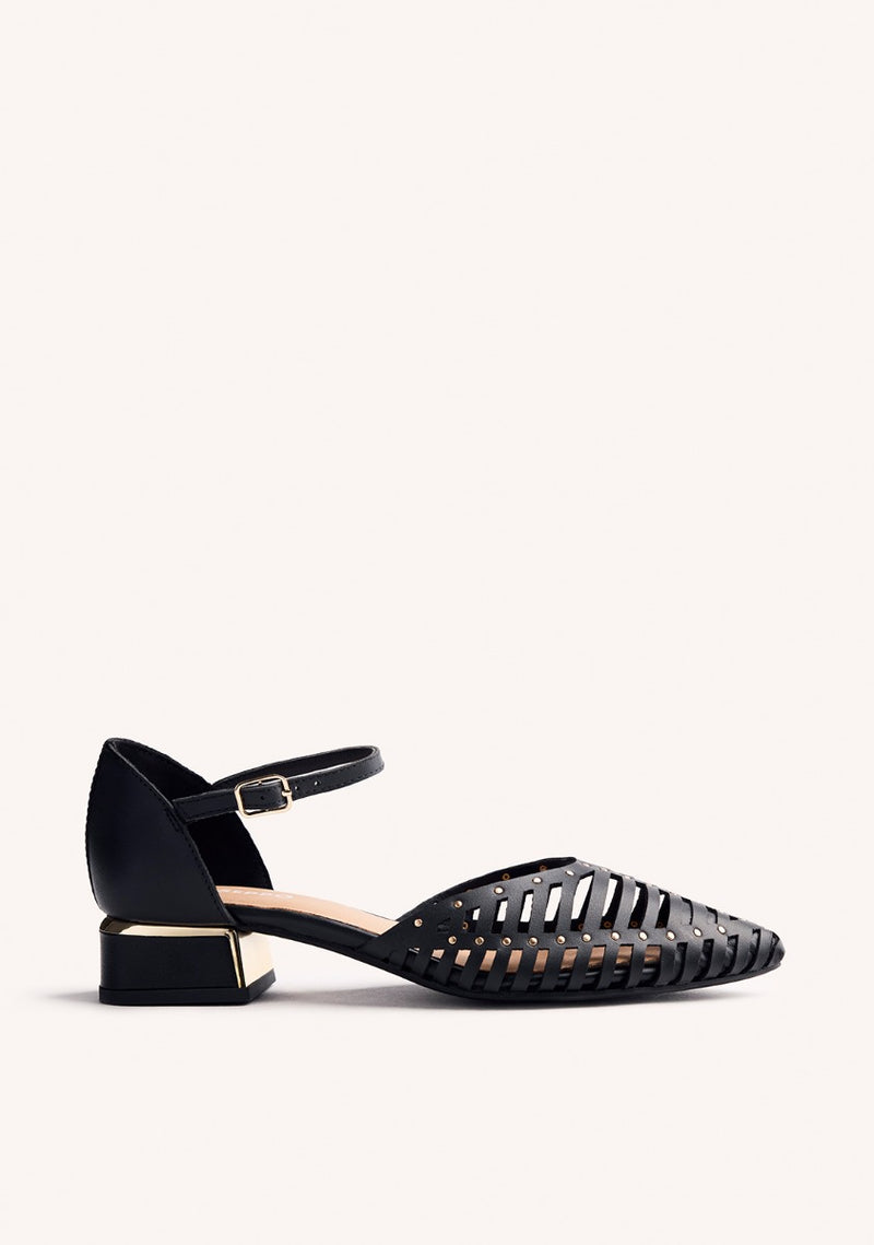 LEATHER HEEL STRAPPY BALLET FLATS FLETCHER