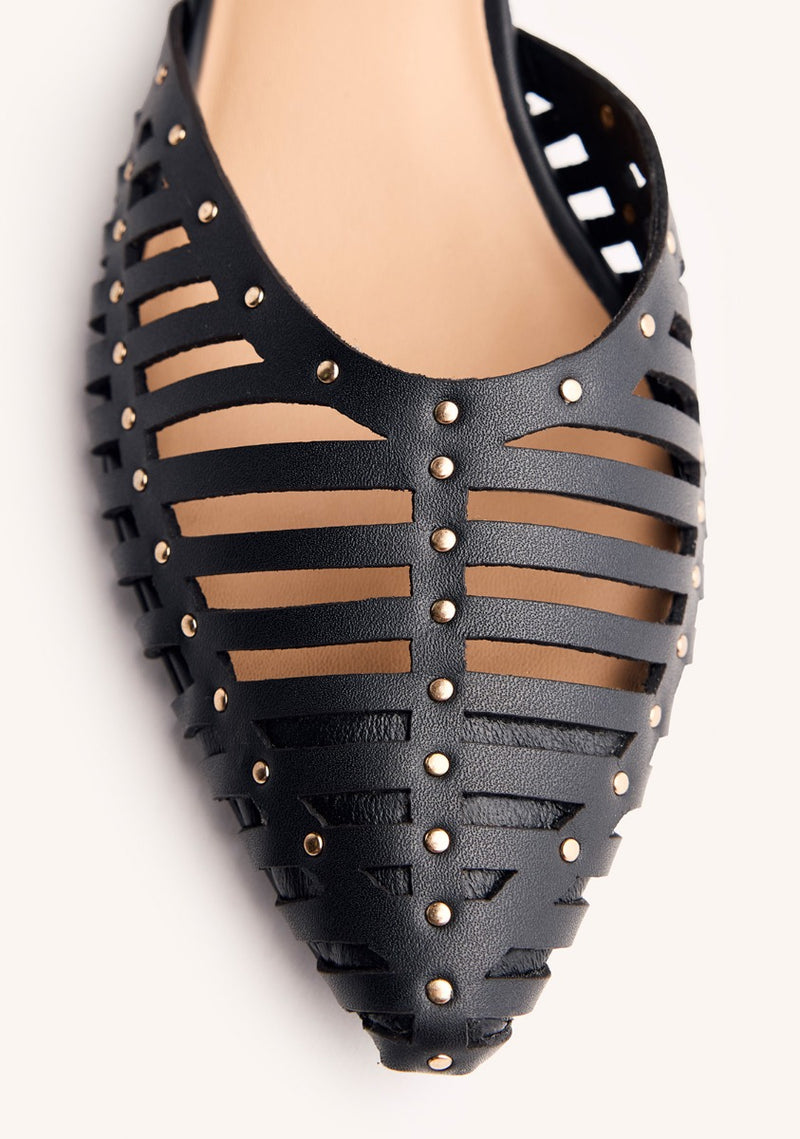 LEATHER HEEL STRAPPY BALLET FLATS FLETCHER
