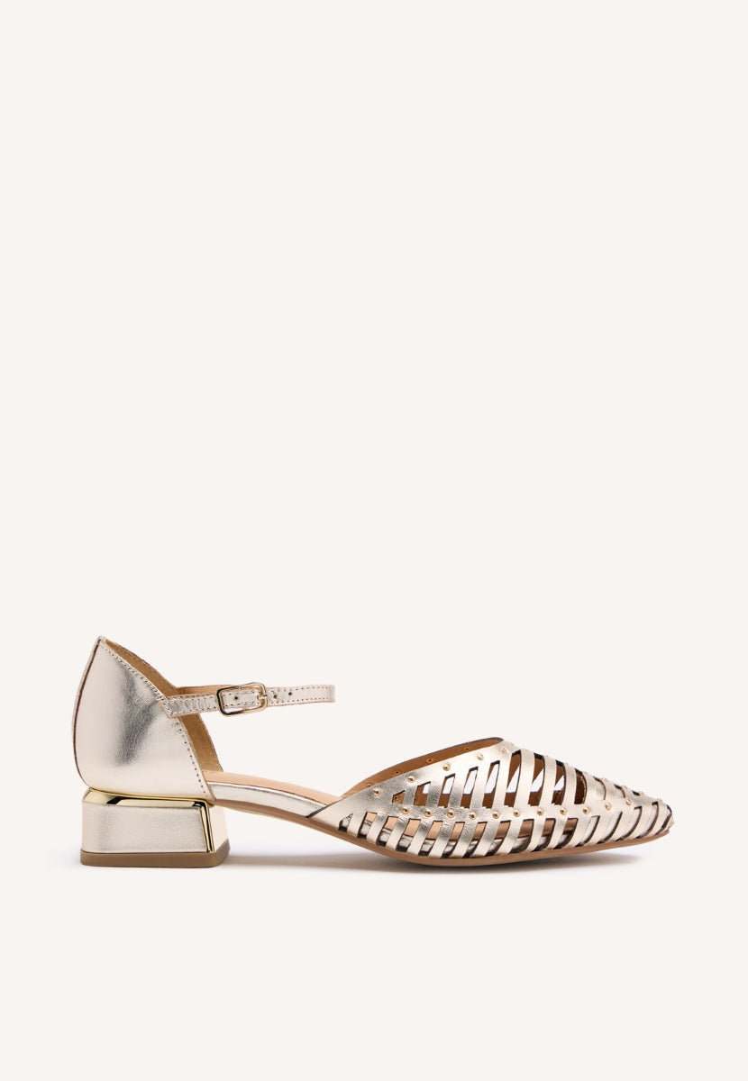 BALLERINE CON CINTURINI E TACCO PELLE FLETCHER