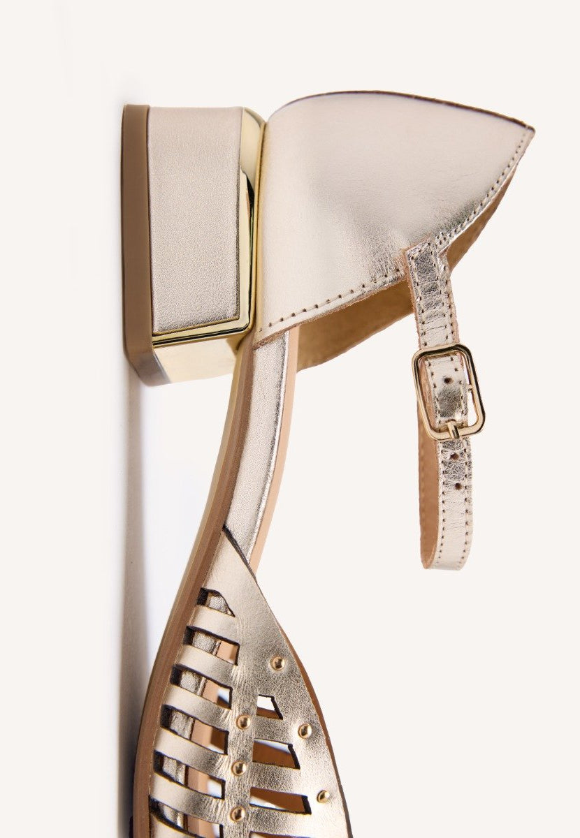 BALLERINE CON CINTURINI E TACCO PELLE FLETCHER