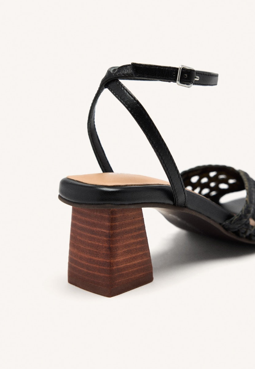 HEEL BRAIDED LEATHER SANDALS BURNSIDE