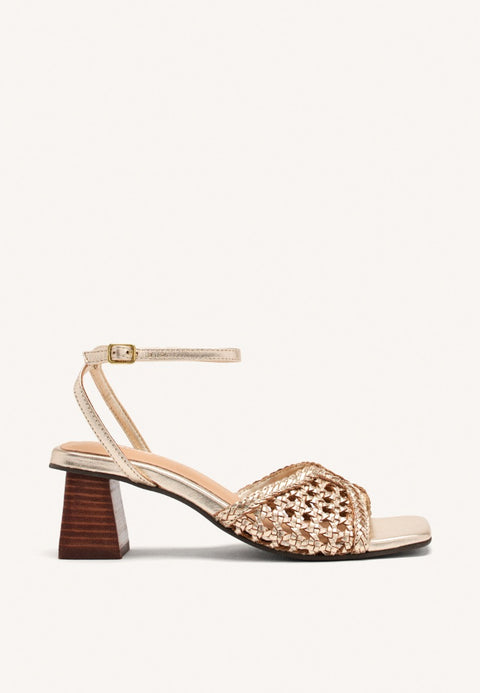 HEEL BRAIDED LEATHER SANDALS BURNSIDE