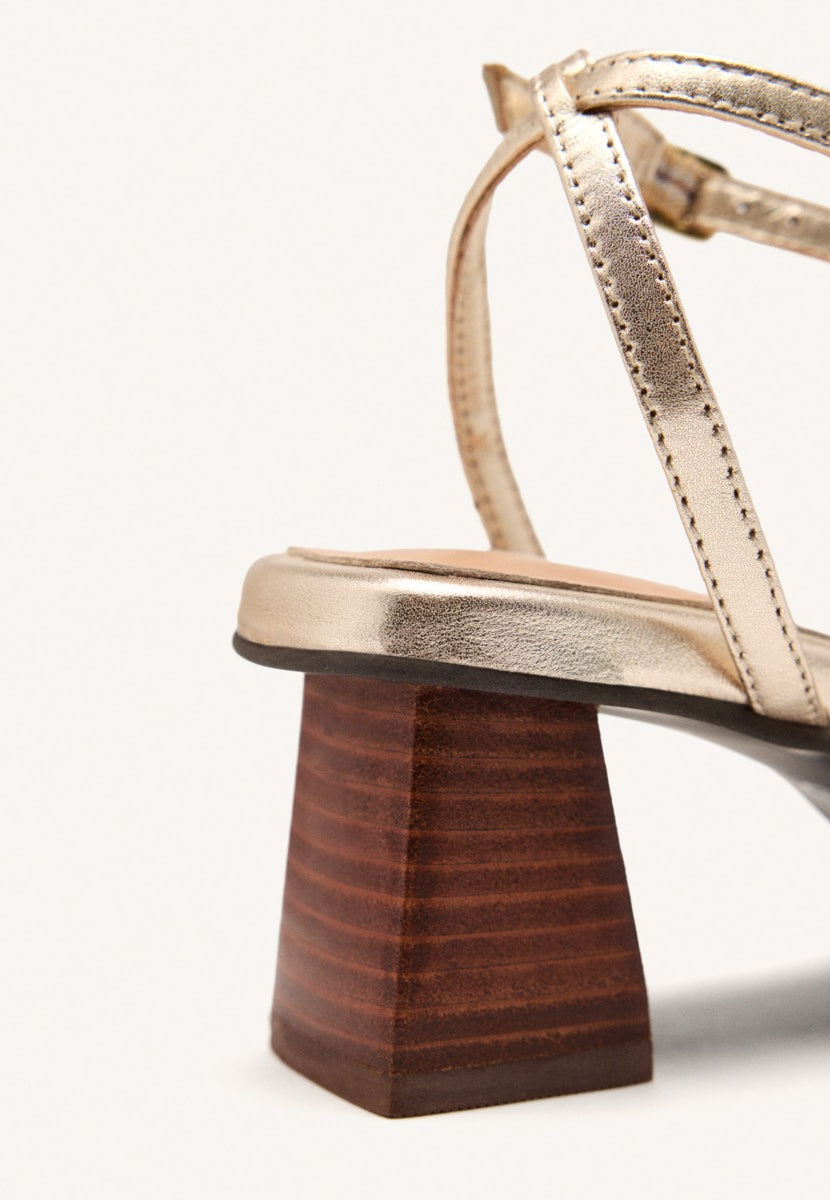 HEEL BRAIDED LEATHER SANDALS BURNSIDE