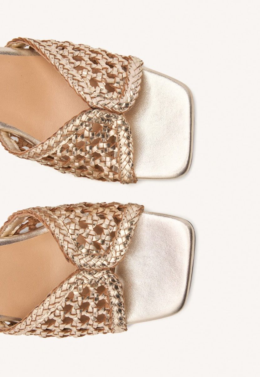 HEEL BRAIDED LEATHER SANDALS BURNSIDE