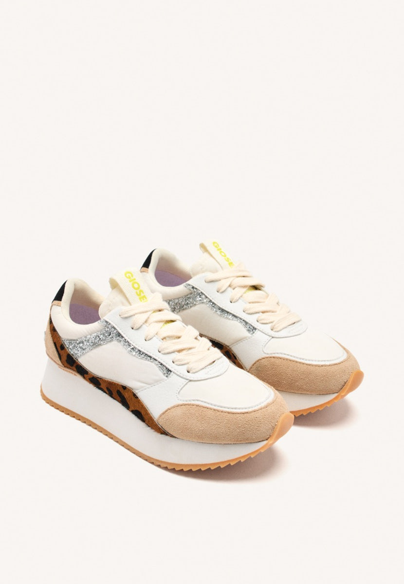 SNEAKERS CON PLATEAU PELLE STAMPA MUCCA BOWDOIN