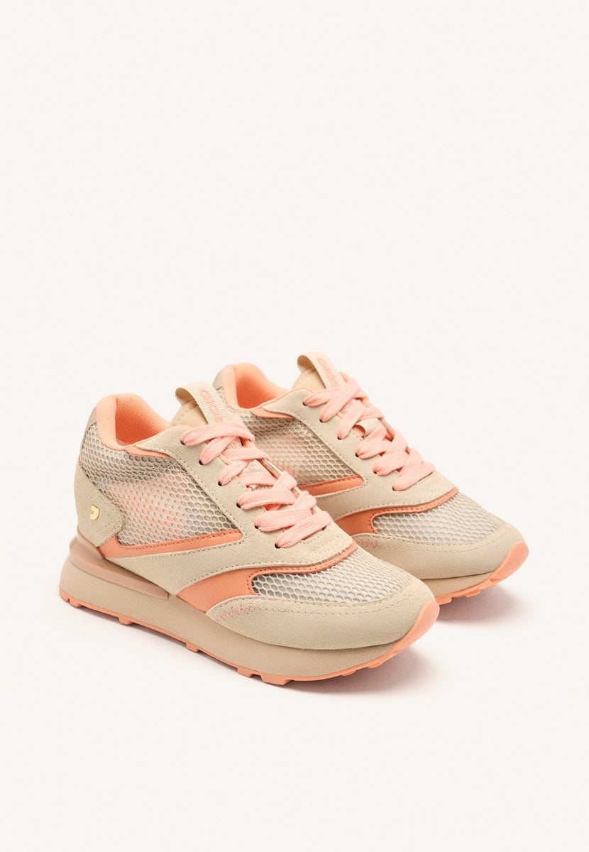 LEATHER AND MESH WEDGE SNEAKERS LARRABEE