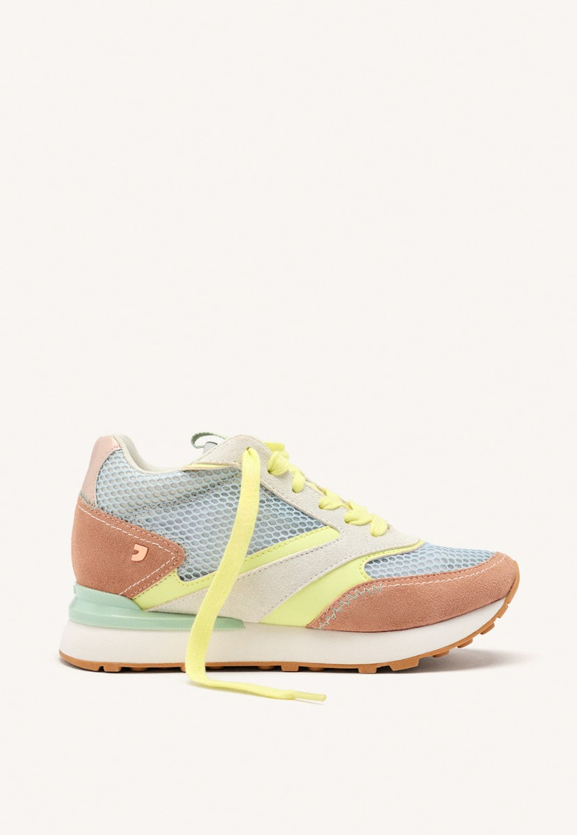 LEATHER AND MESH WEDGE SNEAKERS LARRABEE