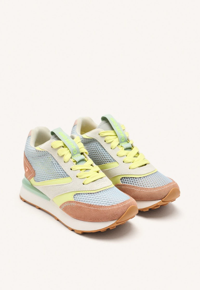 LEATHER AND MESH WEDGE SNEAKERS LARRABEE