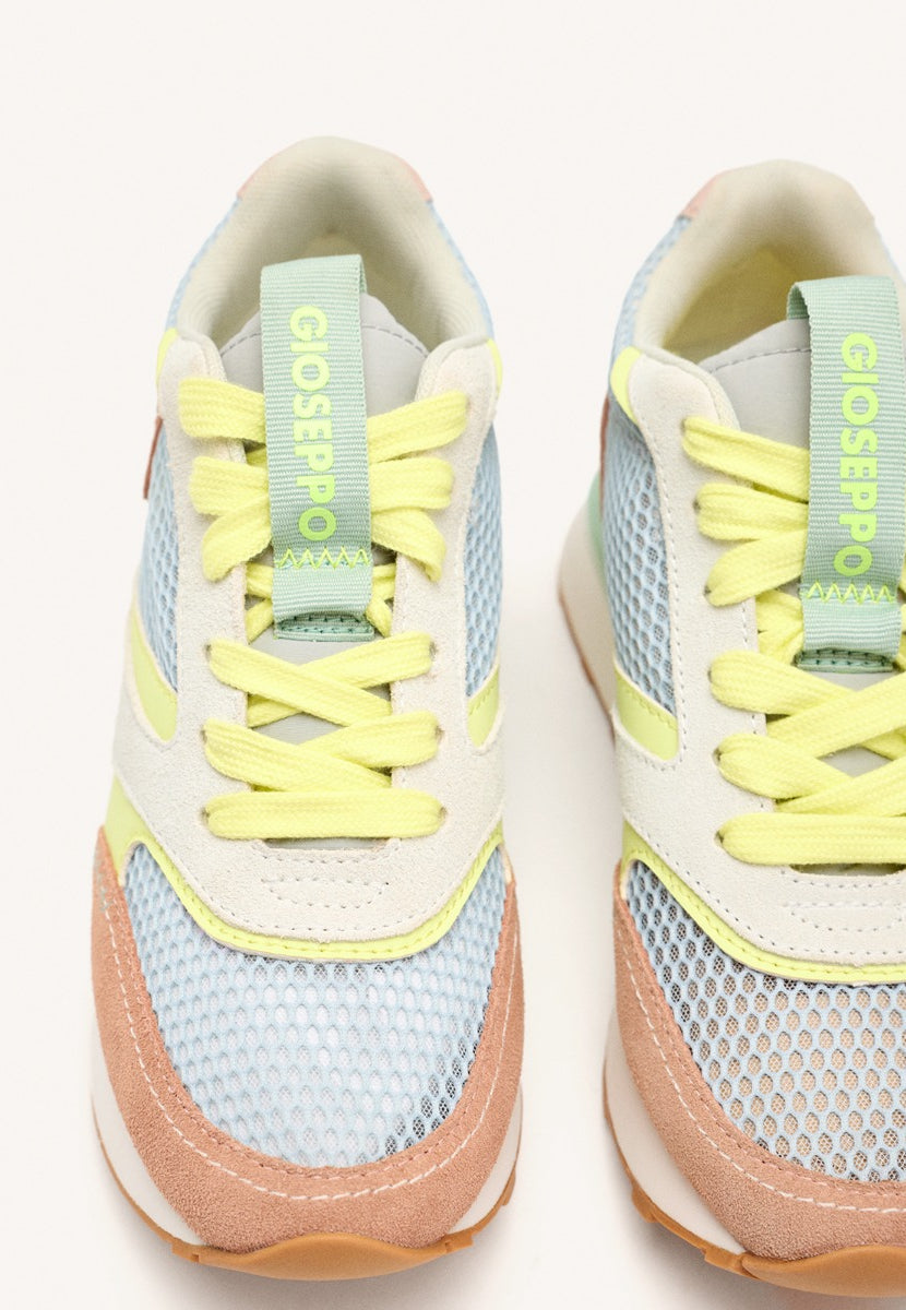 LEATHER AND MESH WEDGE SNEAKERS LARRABEE