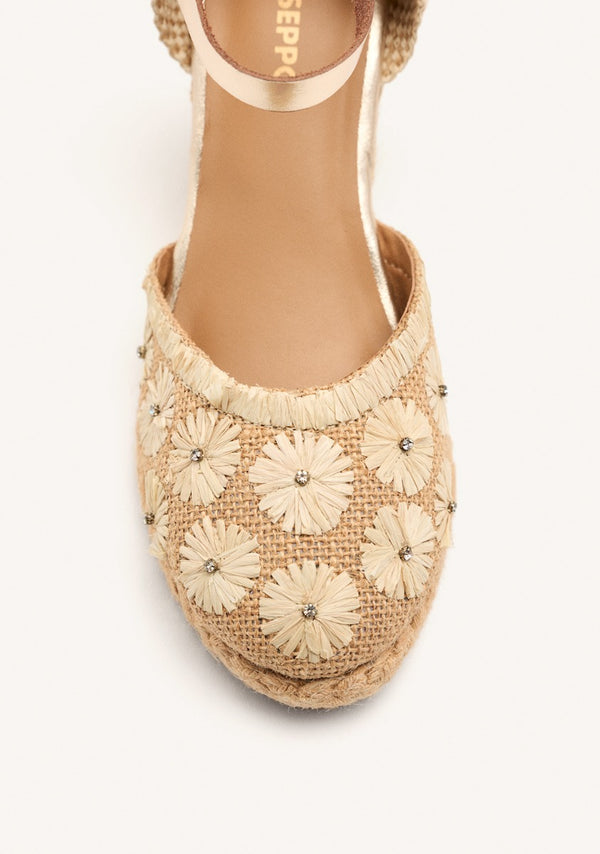 ESPADRILLAS PELLE RICAMATA E ZEPPA IN RAFIA BENNETT