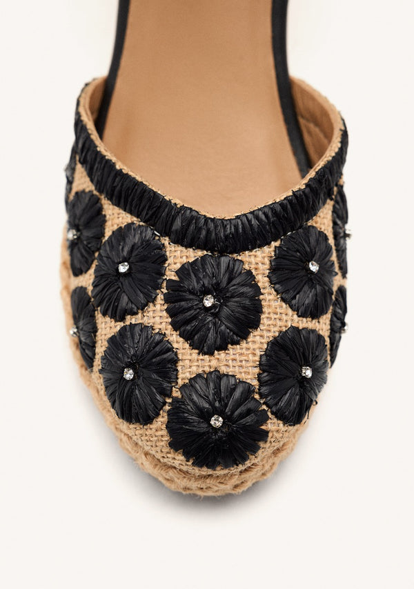 ESPADRILLAS PELLE RICAMATA E ZEPPA IN RAFIA BENNETT