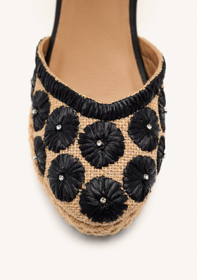 ESPADRILLAS PELLE RICAMATA E ZEPPA IN RAFIA BENNETT