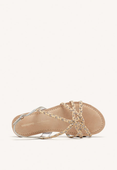 LEATHER AND RAFFIA FLAT SANDALS WIOTA