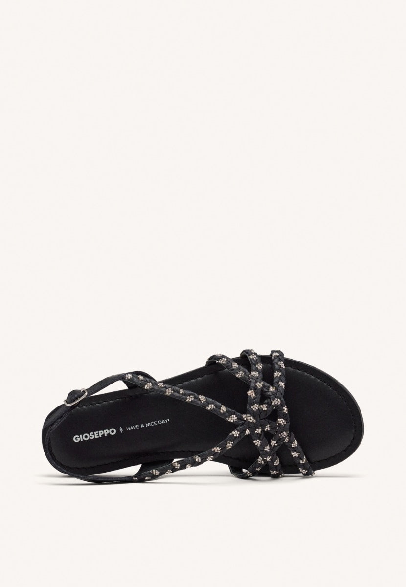 SANDALES PLATES CUIR, RAPHIA ET PAILLETTES WIOTA