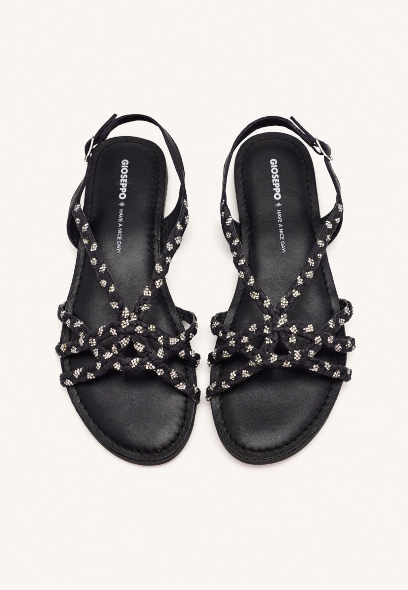 SANDALES PLATES CUIR, RAPHIA ET PAILLETTES WIOTA