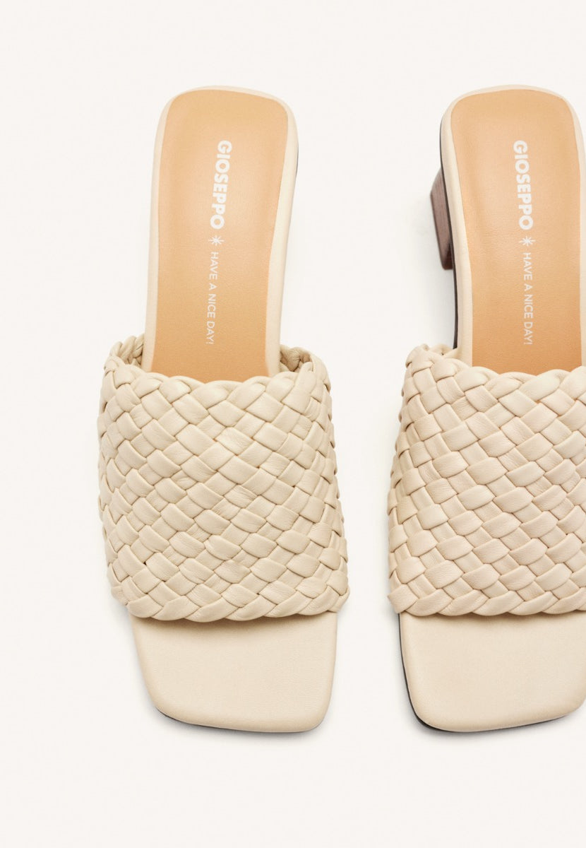 BRAIDED LEATHER HIGH HEEL MULES SANDALS COLRAIN