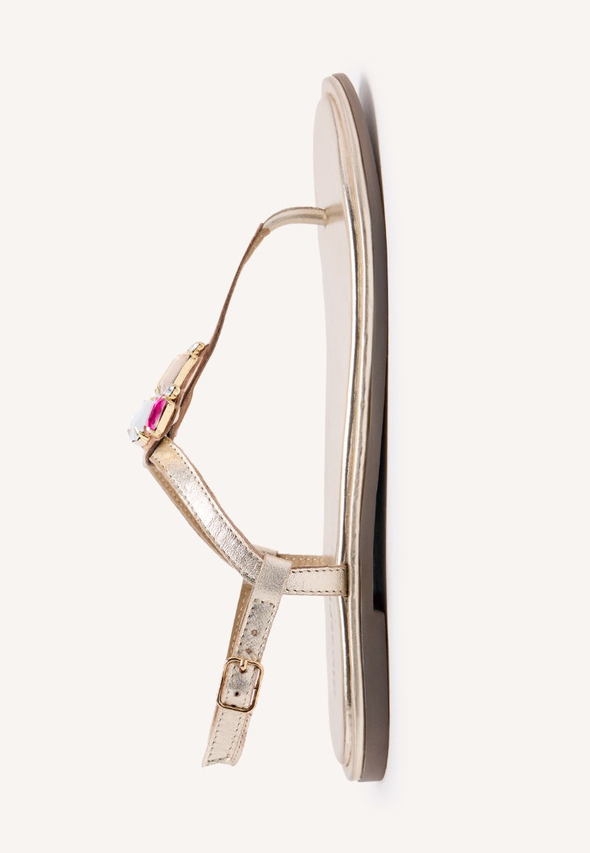 SANDALES GRECQUES AVEC BORDS DE PERLES CUIR