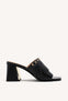 LEATHER FRINGE HEEL MULES SANDALS DIXFIELD