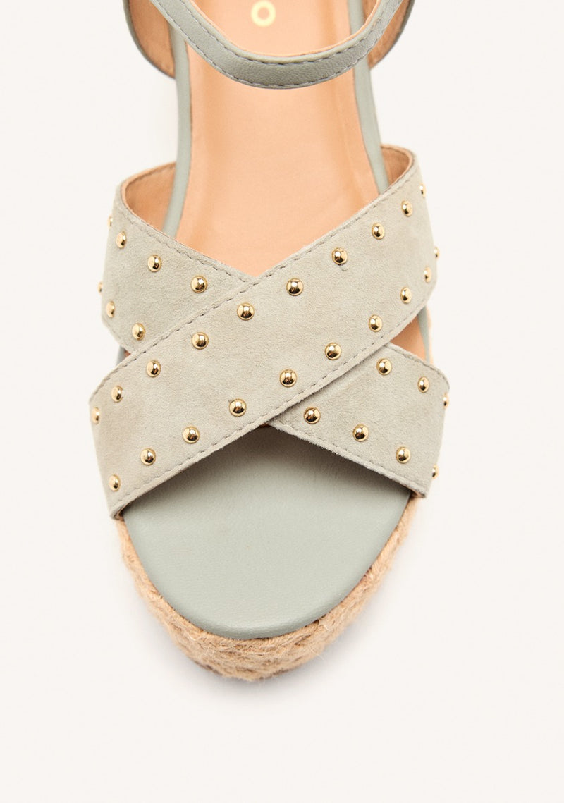 LEATHER SANDALS AND RAFFIA WEDGE GILSUM