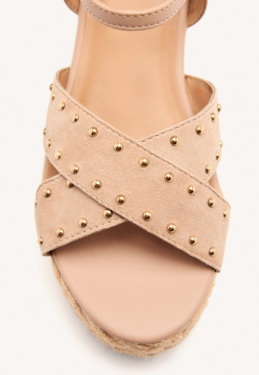 LEATHER SANDALS AND RAFFIA WEDGE GILSUM