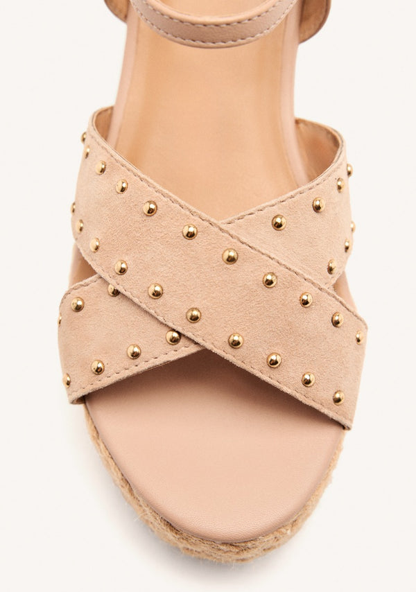LEATHER SANDALS AND RAFFIA WEDGE GILSUM
