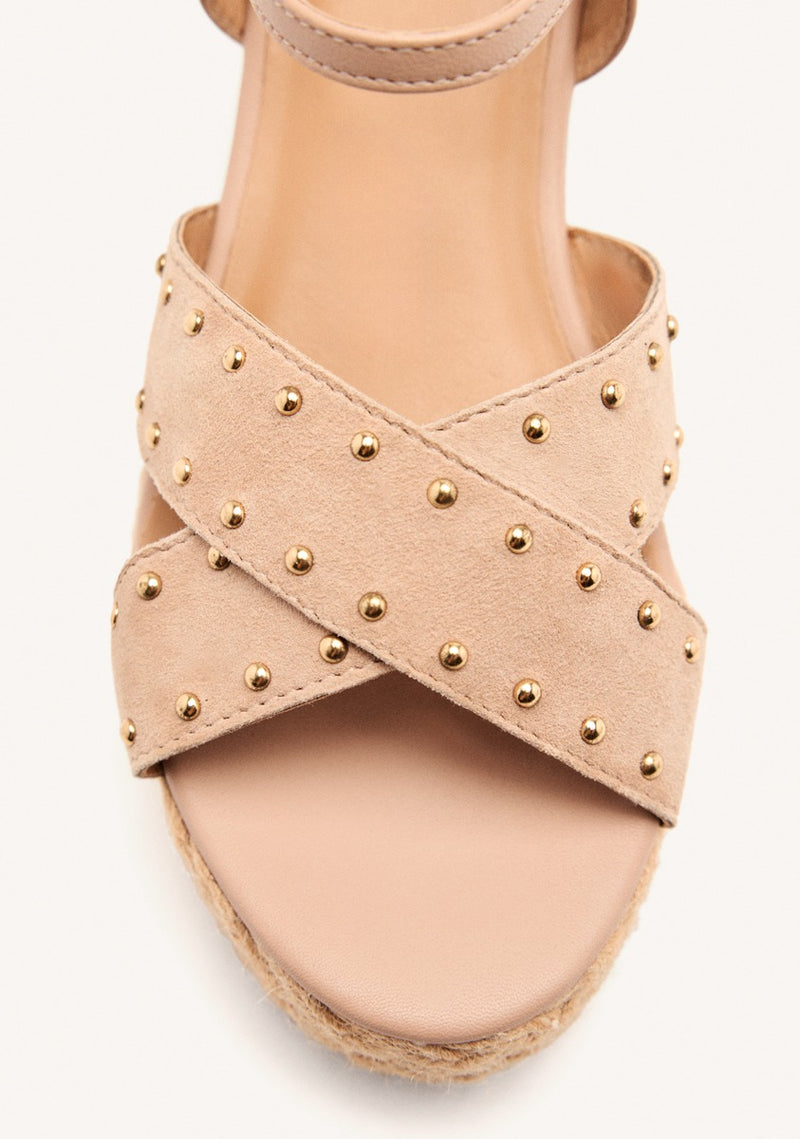 LEATHER SANDALS AND RAFFIA WEDGE GILSUM