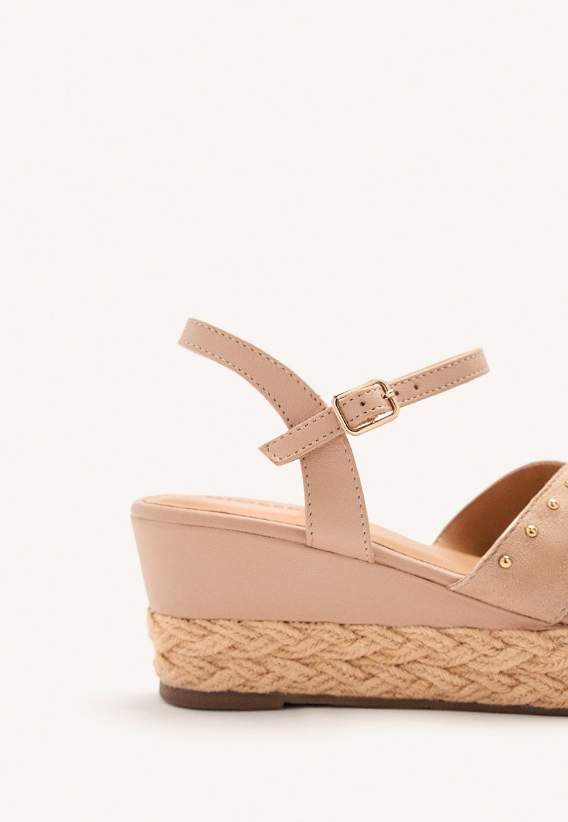 LEATHER SANDALS AND RAFFIA WEDGE GILSUM