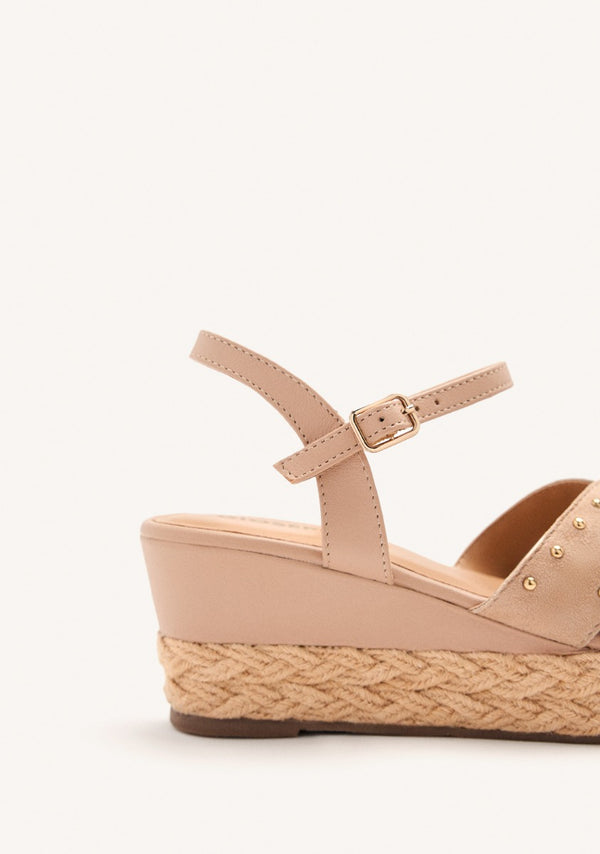 LEATHER SANDALS AND RAFFIA WEDGE GILSUM