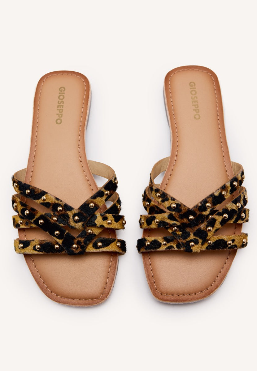 SANDALI BASSI PELLE STAMPA LEOPARDO ISABELLE