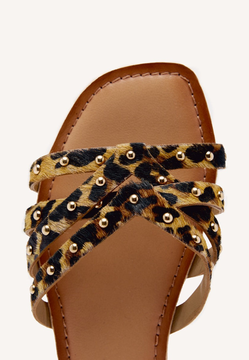 SANDALI BASSI PELLE STAMPA LEOPARDO ISABELLE