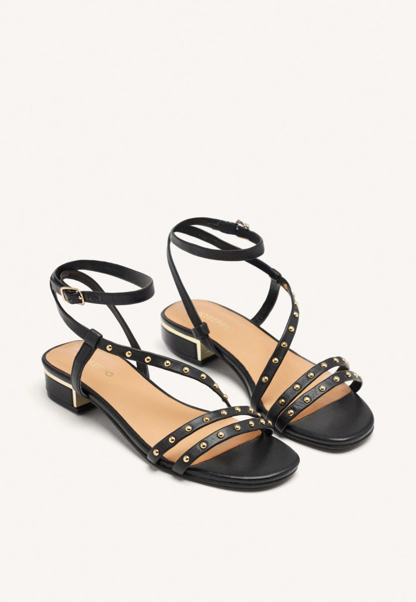 STUDDED HEEL LEATHER SANDALS BEALS