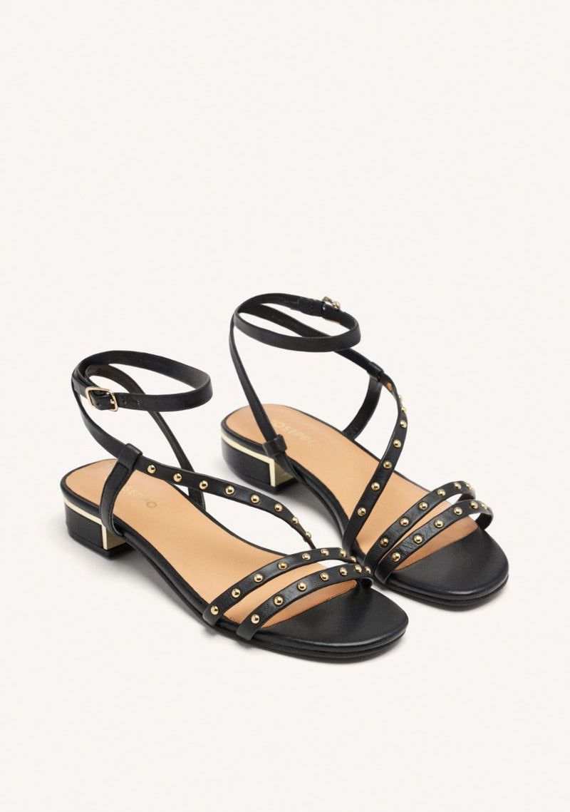 STUDDED HEEL LEATHER SANDALS BEALS
