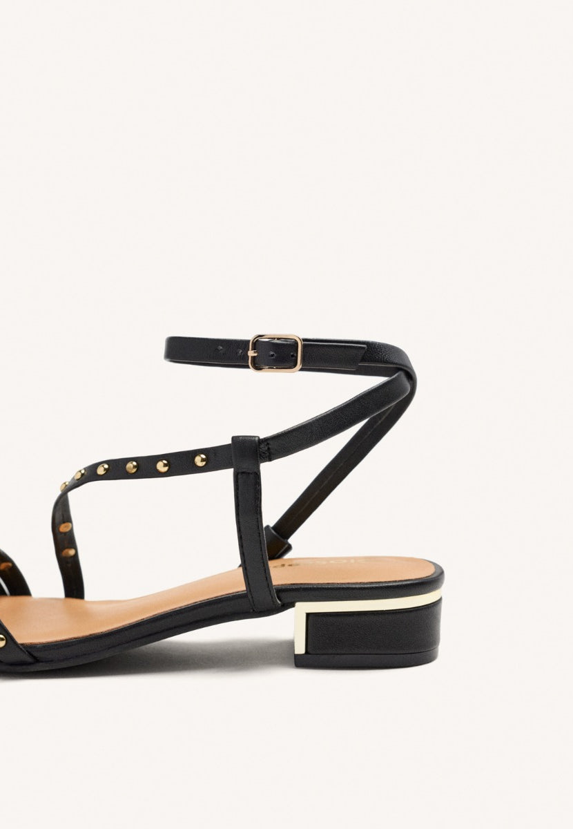 STUDDED HEEL LEATHER SANDALS BEALS