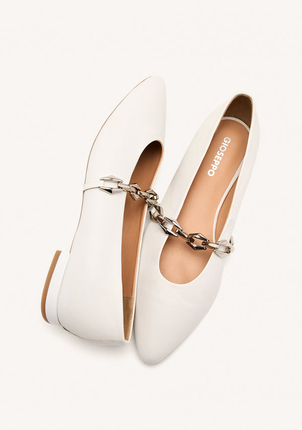 CHAIN LEATHER BALLET FLATS HALLIE